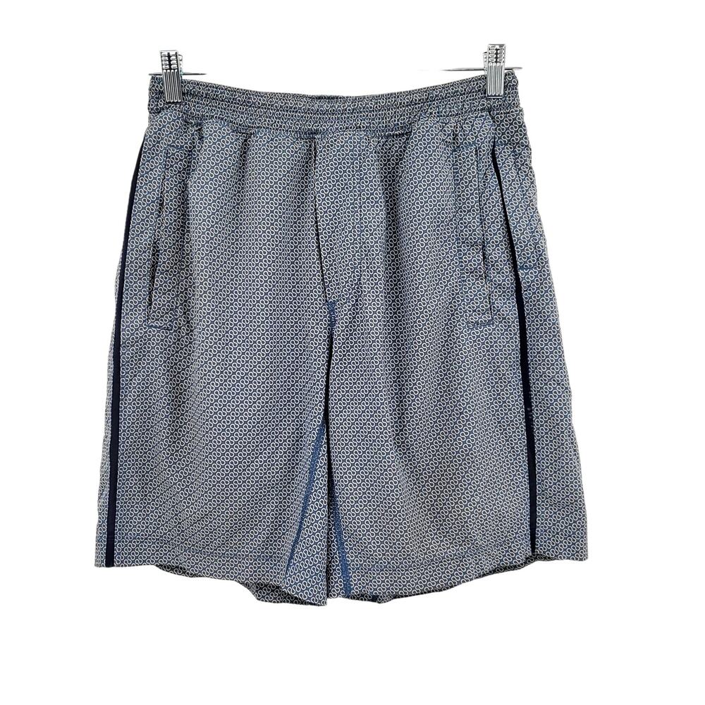 Lululemon Pace Breaker Athletic Shorts Blue & White Logo Print Men's Size  S